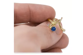 Sapyras 14k geltono aukso Žiedas Vintažiniai amatai vrc095y